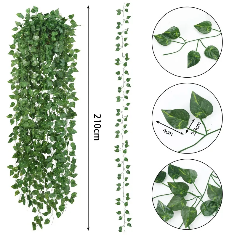 Artificial Plants Ivy Green Leaf Garland Hanging Fake Plant Vines Creeper For Home Bedroom Wall Wedding Praty Garden Decoration thumbnail 6