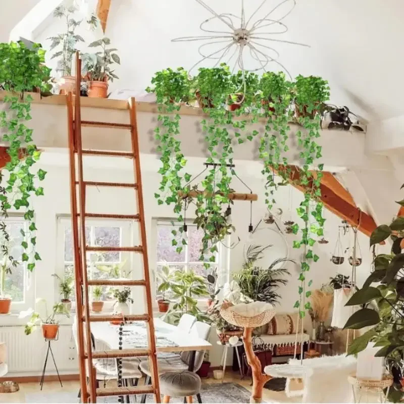 Artificial Plants Ivy Green Leaf Garland Hanging Fake Plant Vines Creeper For Home Bedroom Wall Wedding Praty Garden Decoration thumbnail 2