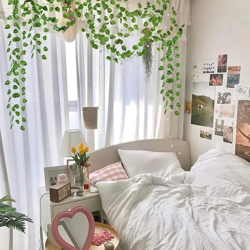 Artificial Plants Ivy Green Leaf Garland Hanging Fake Plant Vines Creeper For Home Bedroom Wall Wedding Praty Garden Decoration thumbnail 3