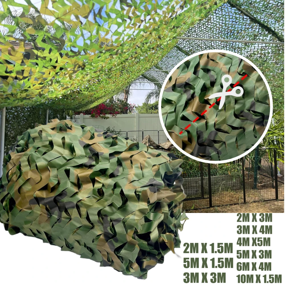 Woodland Camouflage Netting Bulk Roll Burlap Tarp Camo Sunshade Net for Camping Hunting Blind Military Theme Birthday Party