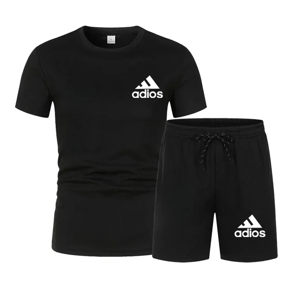 Summer fashion high-quality set men's short sleeved casual shorts sports T-shirt+shorts two-piece thumbnail 3