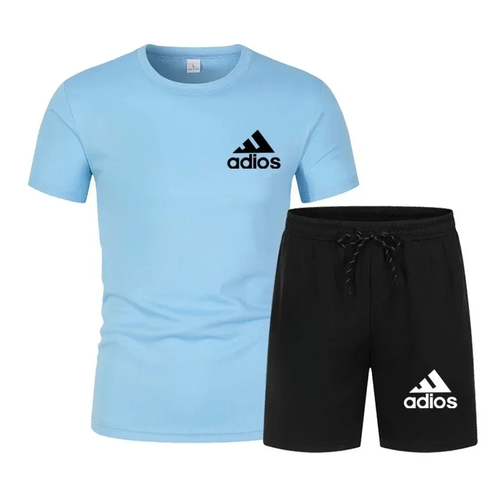 Summer fashion high-quality set men's short sleeved casual shorts sports T-shirt+shorts two-piece thumbnail 4