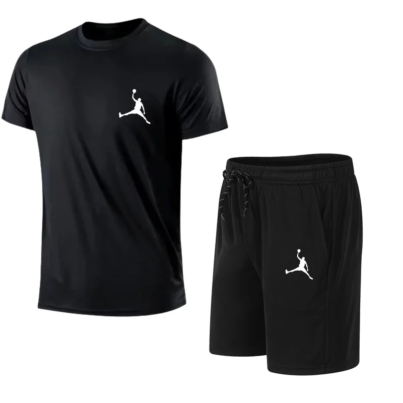 summer fashion men's casual sports suit T-shirt shorts short sleeves jogging fitness clothing brand clothi