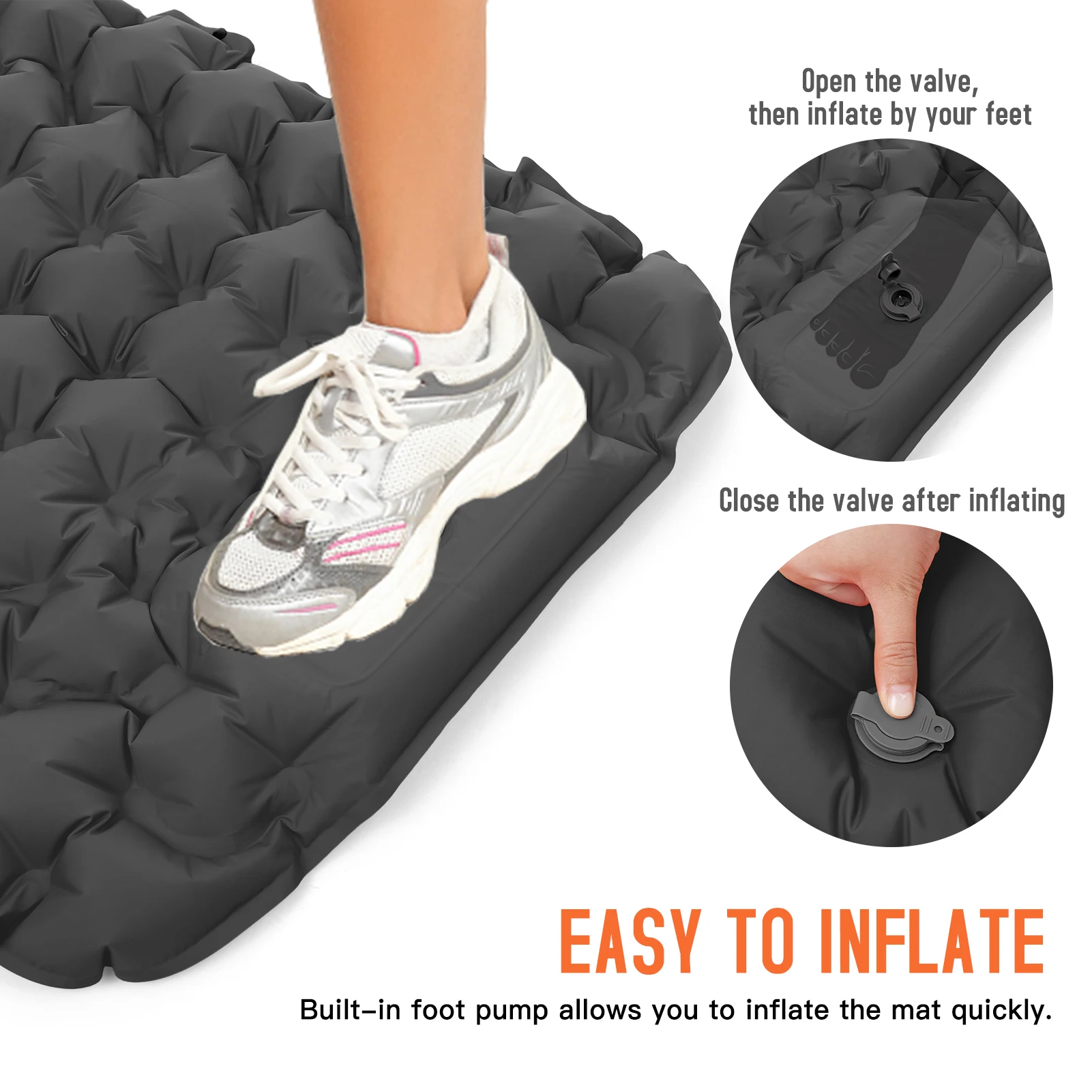 Outdoor Camping Sleeping Pad Folding Sleep Mat Beach Inflat Mattress with Pillow Waterproof Camping Mat Air Mat Hiking Traveling thumbnail 4