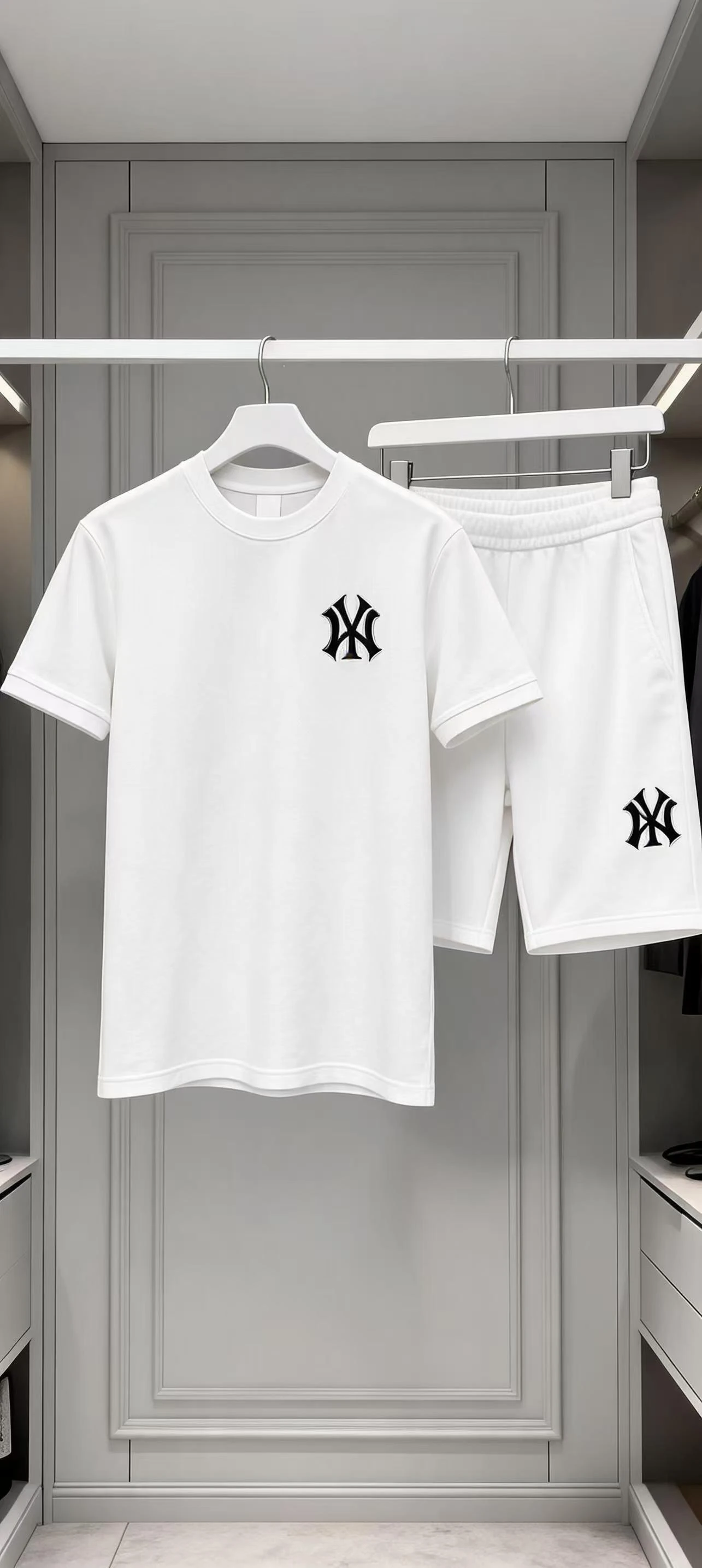 New hot selling 2026 men's two-piece sportswear short sleeved T-shirt and pants set running fitness summer thumbnail 3