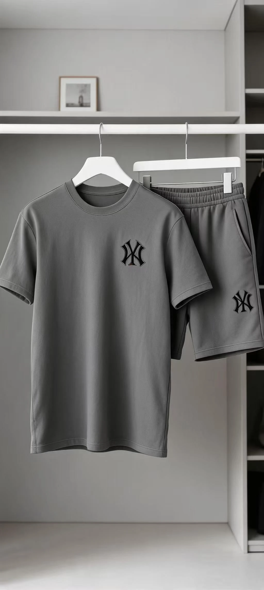 New hot selling 2026 men's two-piece sportswear short sleeved T-shirt and pants set running fitness summer thumbnail 4
