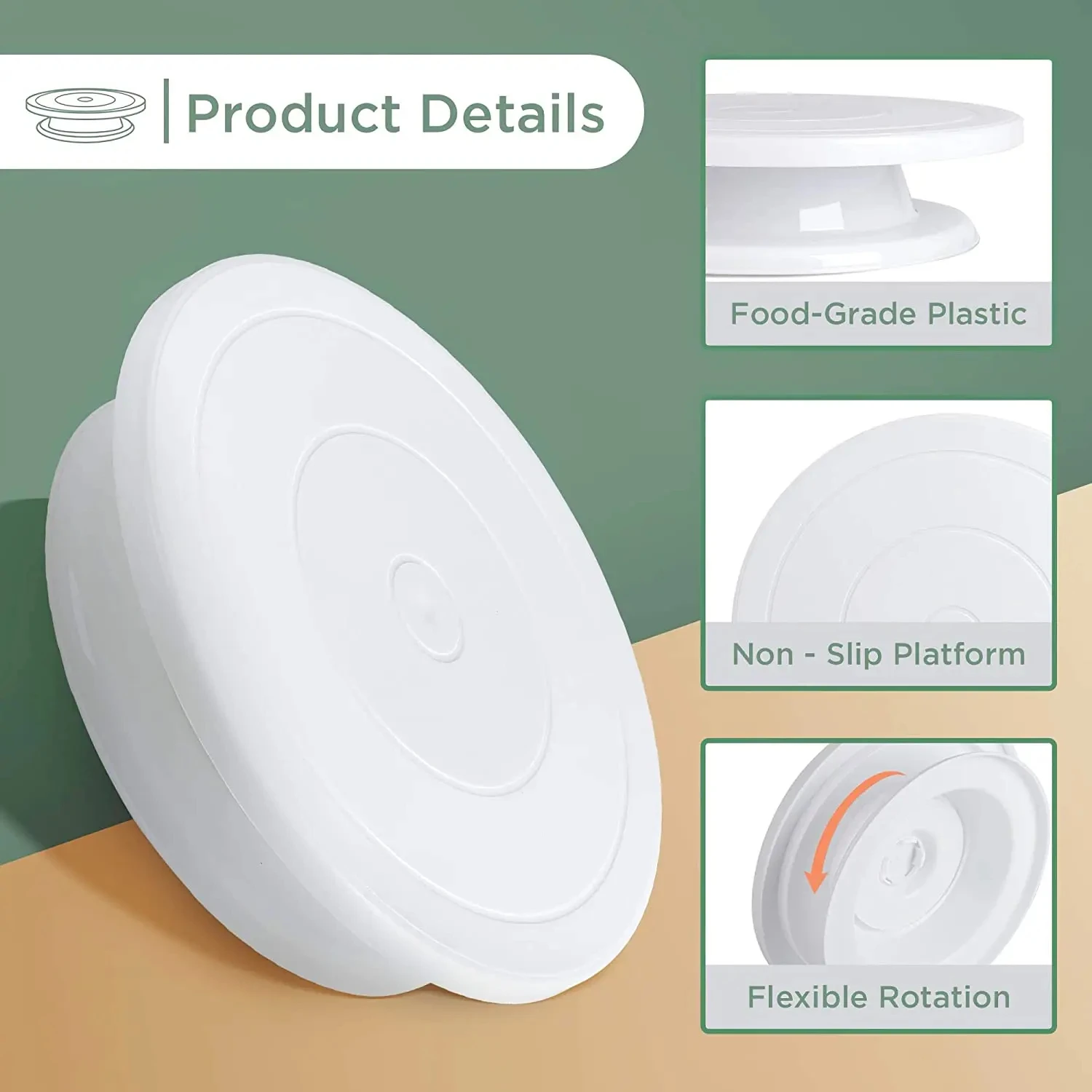 PP Plastic Cake Turntable Rotating Anti-Skid Cake Plate Rotary Table Round Cake Stand Cake Decorating Tools Kitchen Baking Tool thumbnail 4