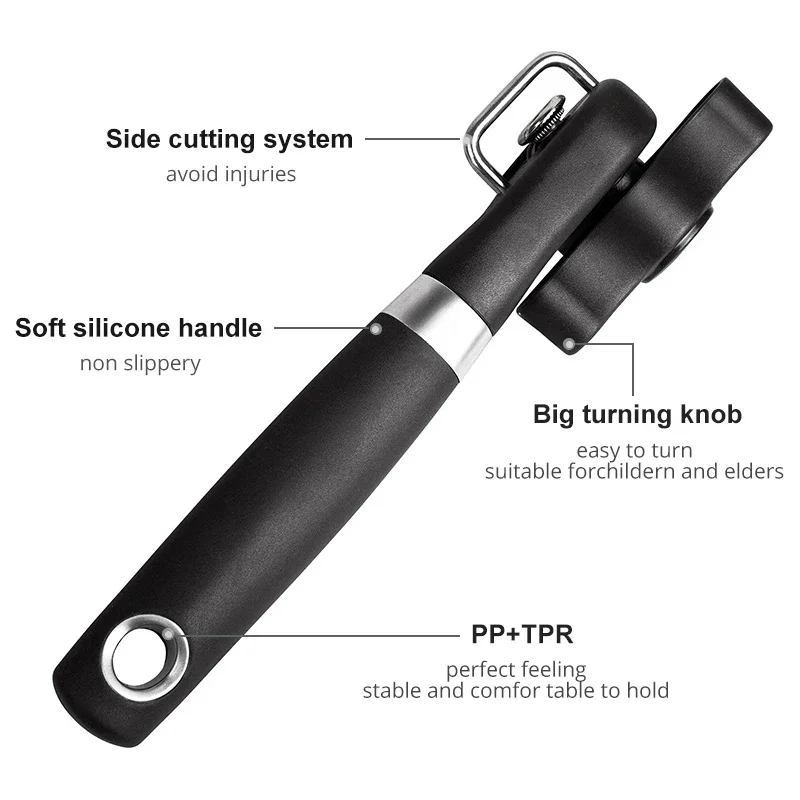 Manual Can Opener Stainless Steel Jar Bottle Openers Professional Kitchen Gadgets Side Cut Jars Tin Can Opener With Turn Knob thumbnail 2