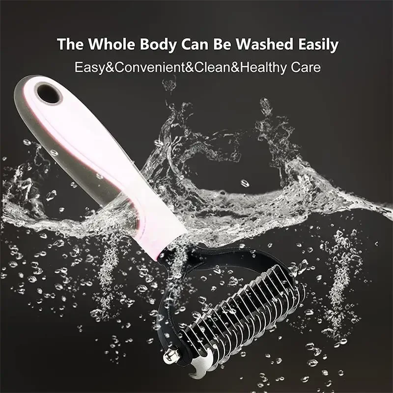 Professional Pet Deshedding Brush Double-Sided Curly Pet Hair Remover Comb Dematting Dog Comb Cat Brush Rake Puppy Grooming Tool thumbnail 5