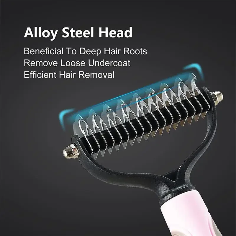 Professional Pet Deshedding Brush Double-Sided Curly Pet Hair Remover Comb Dematting Dog Comb Cat Brush Rake Puppy Grooming Tool thumbnail 4