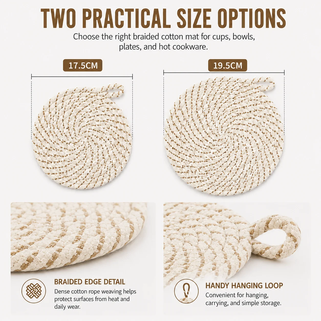 Woven Cotton Trivets Set Of 6 With Holder Heat Resistant Hot Pads For Kitchen Counters Round Bowl Mats Nordic Table Decor thumbnail 4