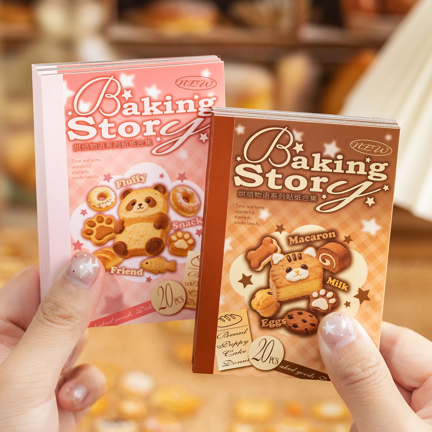 20pcs Kawaii Baking afternoon tea style cuisine glitter film die-cutting sticker book DIY handmade scrapbook aesthetic stationer thumbnail 3