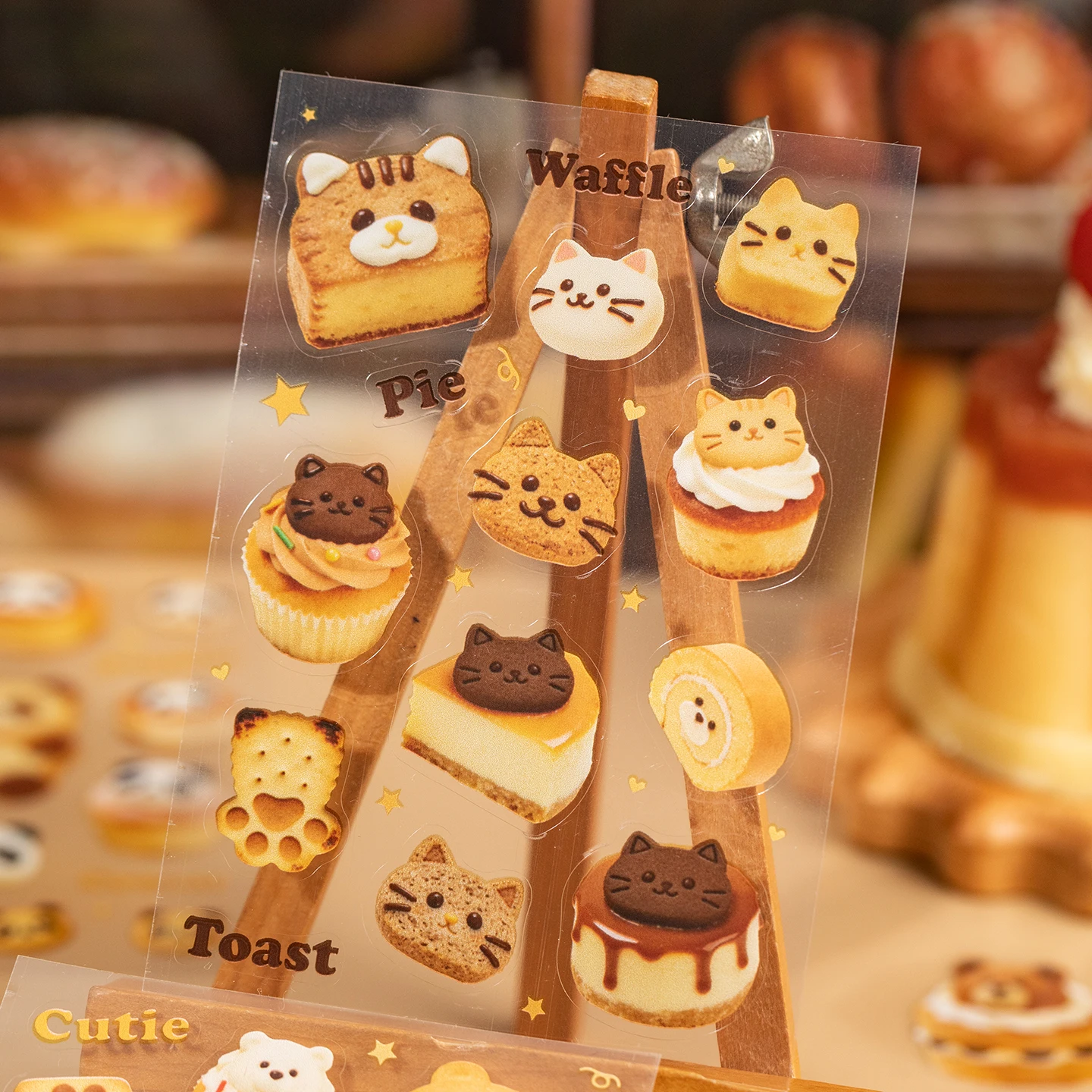 20pcs Kawaii Baking afternoon tea style cuisine glitter film die-cutting sticker book DIY handmade scrapbook aesthetic stationer thumbnail 5