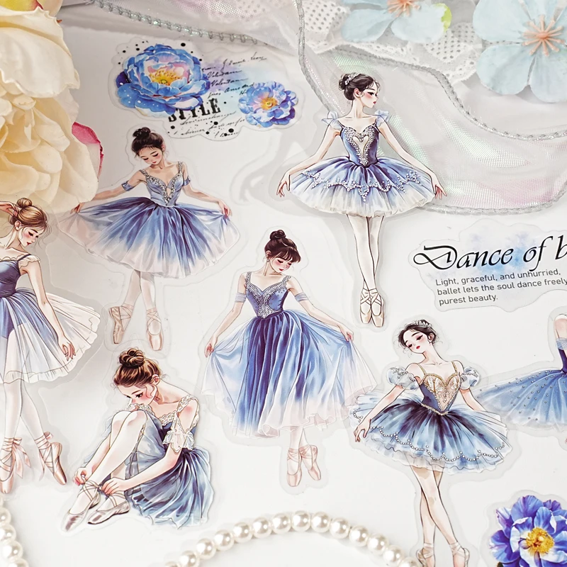 JIANQI 30Pcs Creative Ballet Girl Stickers hand tent DIY Stick Labels Scrapbooking Material Junk Journal Supplies thumbnail 4