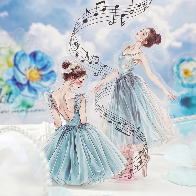 JIANQI 30Pcs Creative Ballet Girl Stickers hand tent DIY Stick Labels Scrapbooking Material Junk Journal Supplies thumbnail 2
