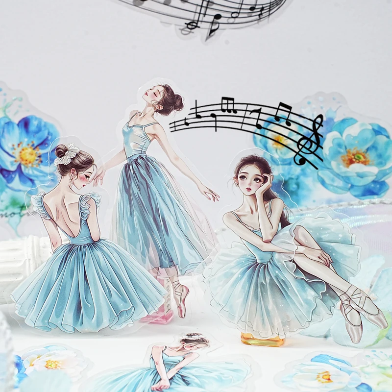 JIANQI 30Pcs Creative Ballet Girl Stickers hand tent DIY Stick Labels Scrapbooking Material Junk Journal Supplies thumbnail 5