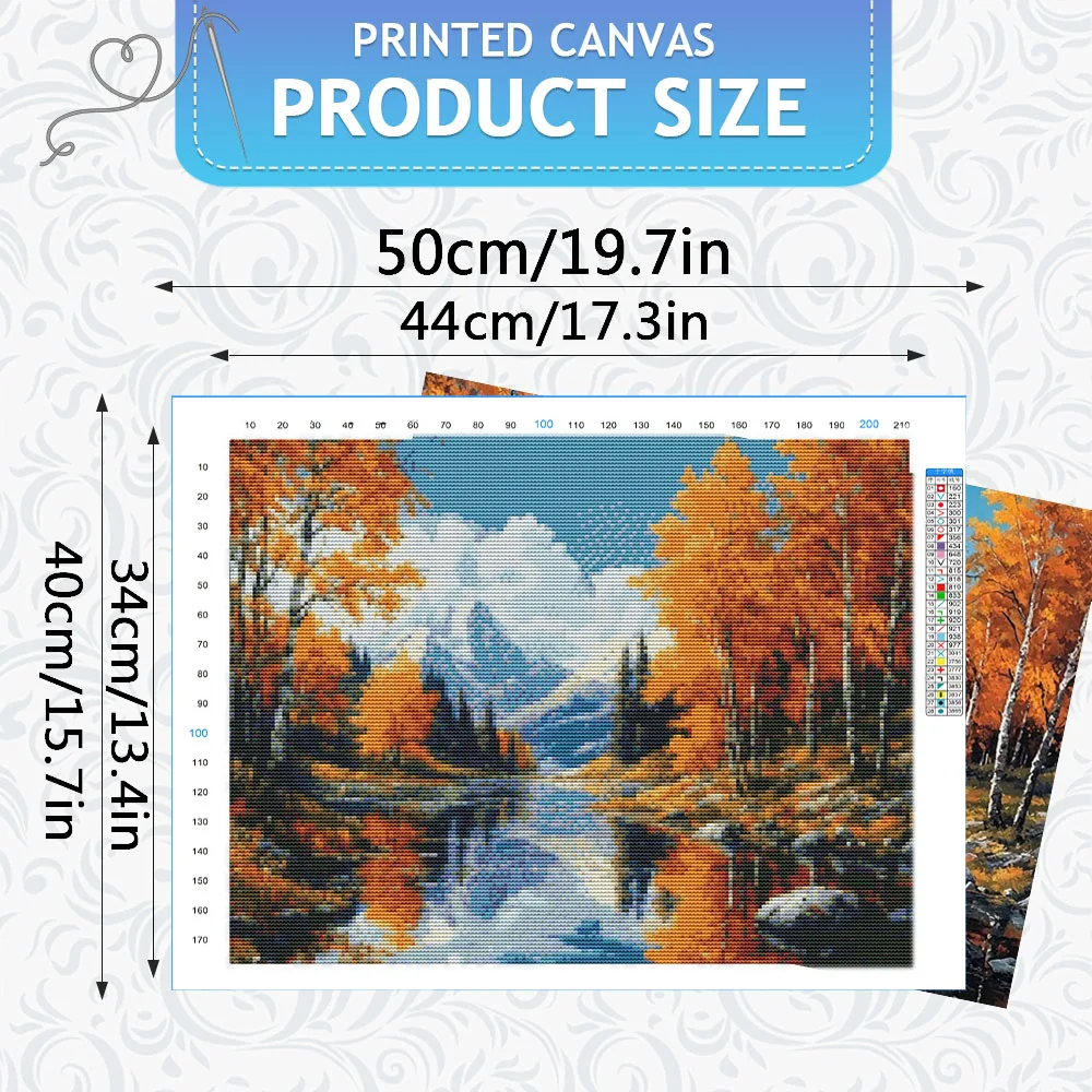HUACAN Cross Stitch Kits Forest Landscape 11CT Embroidery Sets Tree Nature Lake River DMC Thread Printed Canvas Hand Sewing thumbnail 2