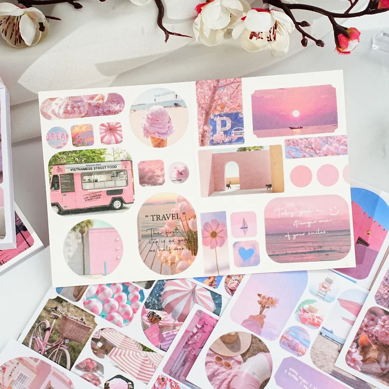 1book/40Pcs Aesthetic Scenery Themed Sticker Book Dreamy Watercolor Style Journal DIY Decor Supplies thumbnail 3