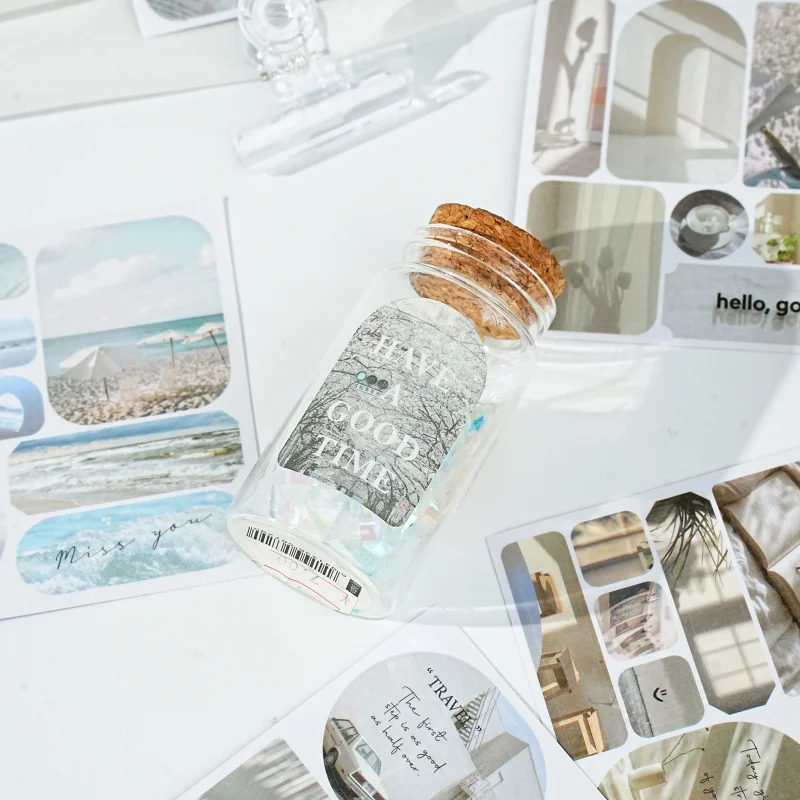 1book/40Pcs Aesthetic Scenery Themed Sticker Book Dreamy Watercolor Style Journal DIY Decor Supplies thumbnail 4