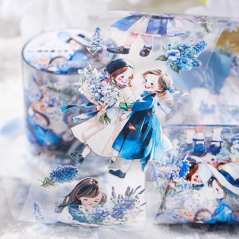 1roll/5x200cm Cute Cartoon Girl Washi Tape Sticker, Self-Adhesive Decorative, for Journal DIY Scrapbook Deco thumbnail 2
