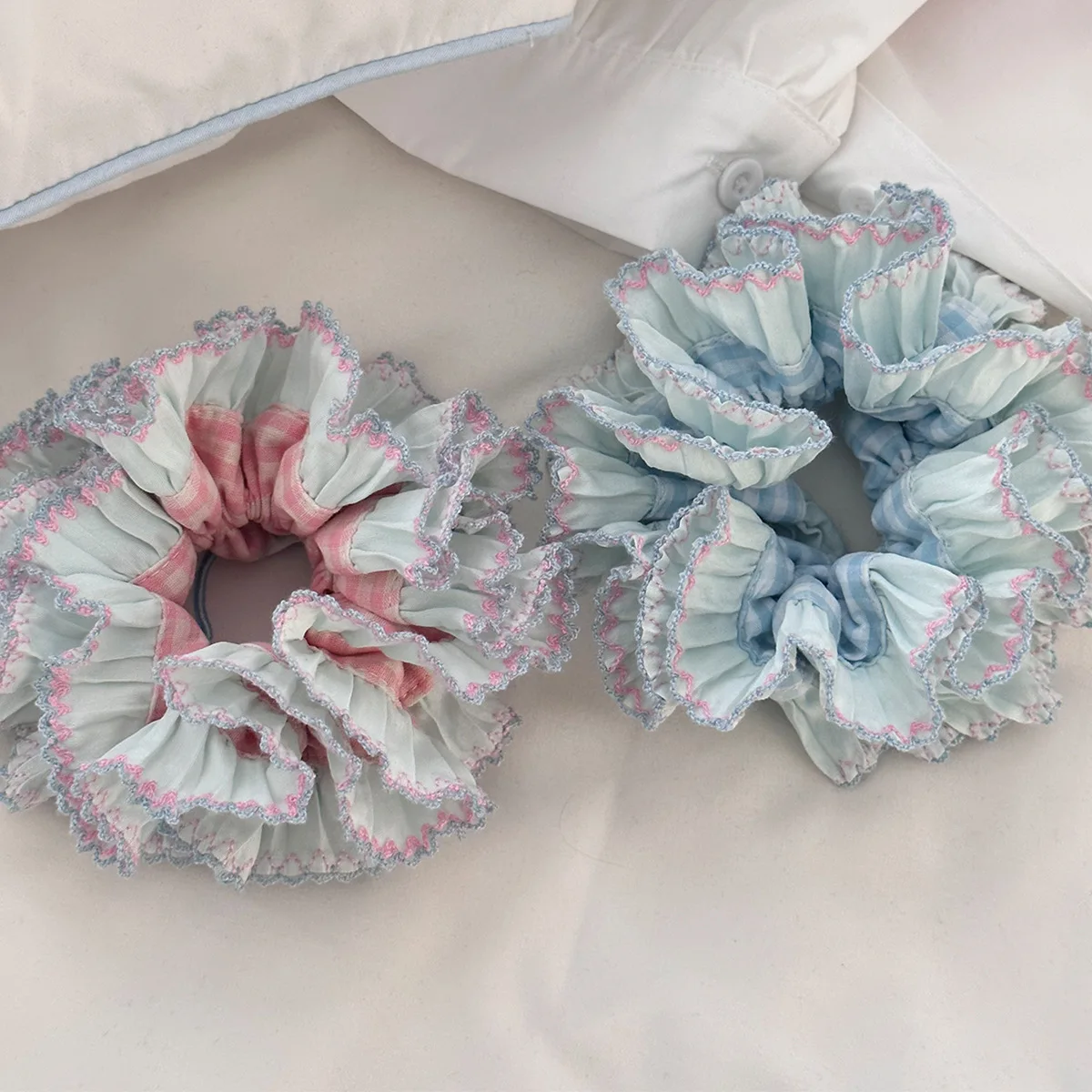 Korean Style Ruffled Scrunchie Handmade Elastic Hair Band Women Daily Hair Ornament thumbnail 4