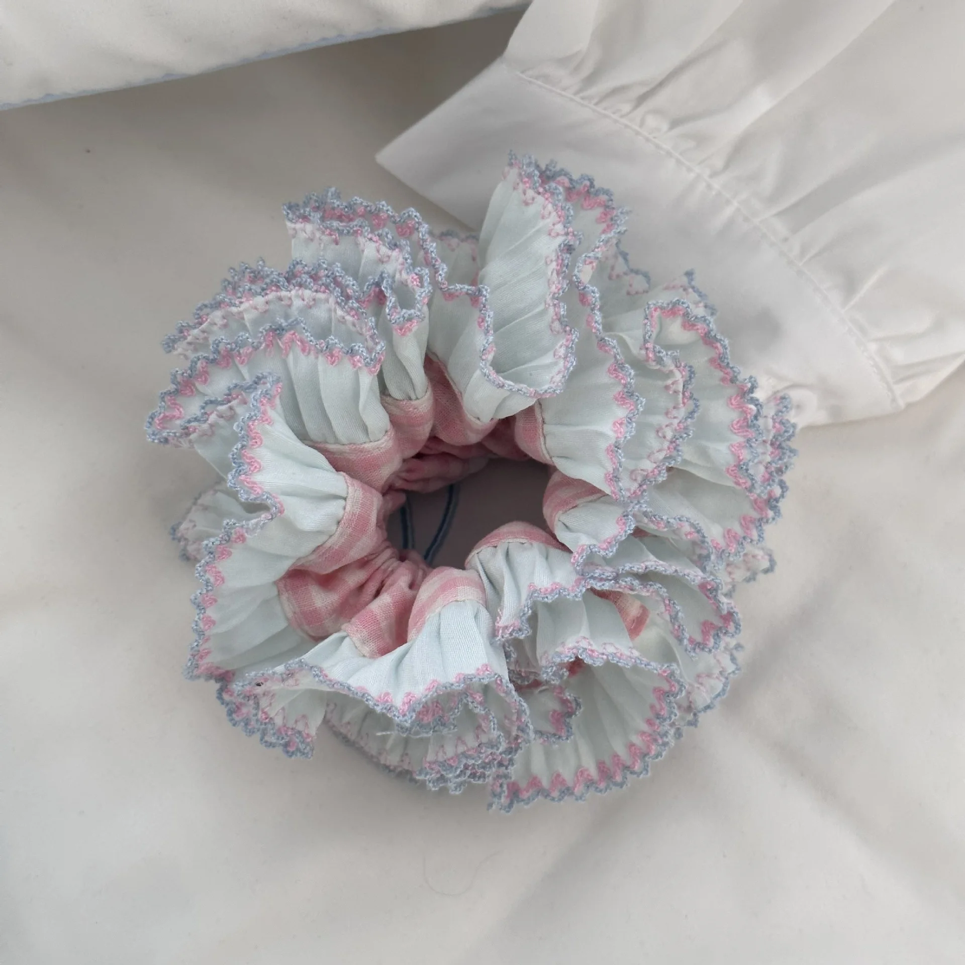 Korean Style Ruffled Scrunchie Handmade Elastic Hair Band Women Daily Hair Ornament thumbnail 5