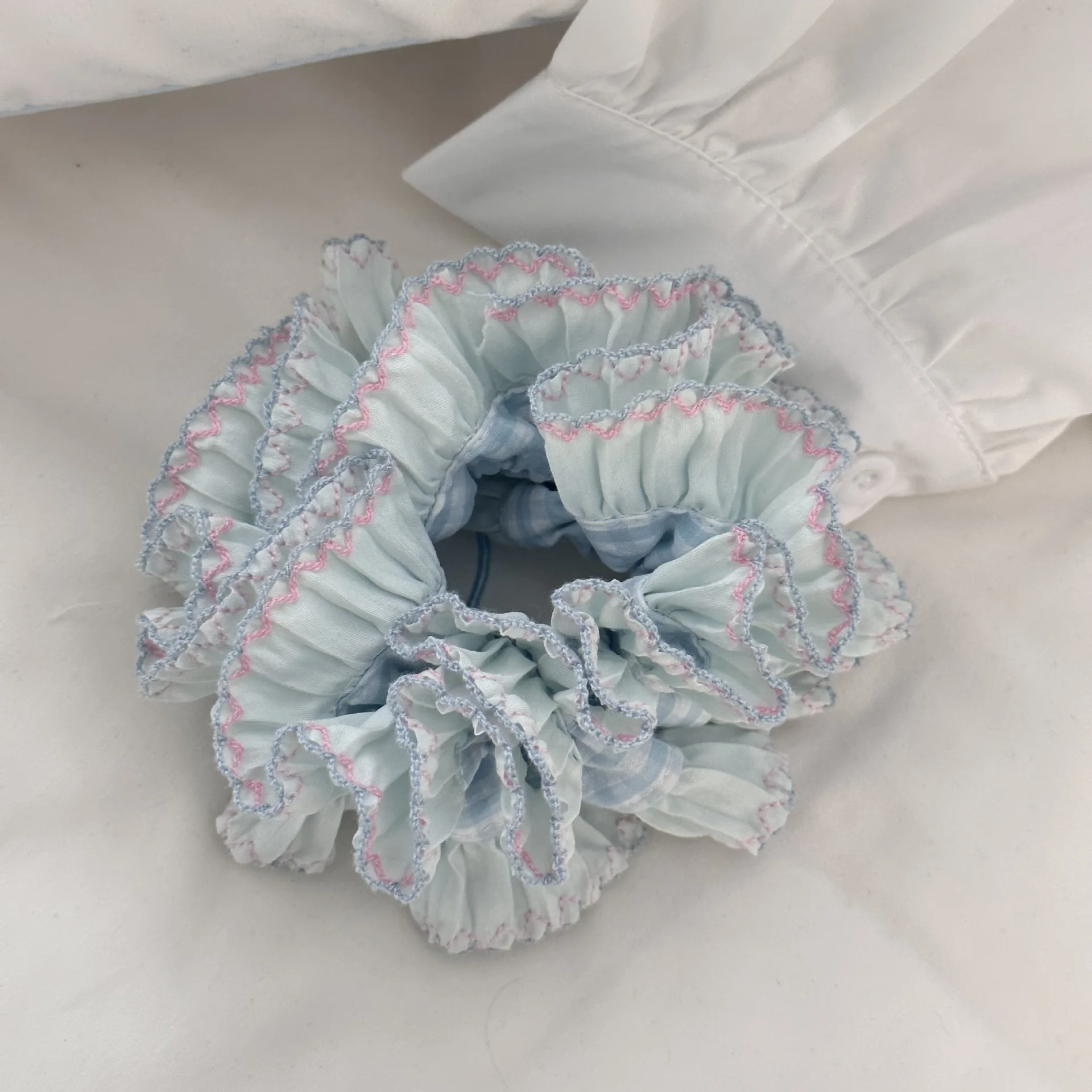 Korean Style Ruffled Scrunchie Handmade Elastic Hair Band Women Daily Hair Ornament thumbnail 6