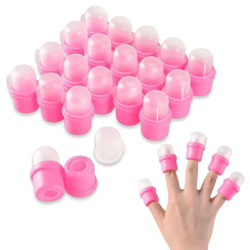 New 10 Pcs Wearable Nail Soakers Polish Remover DIY Acrylic UV Gel Cap Tip Set