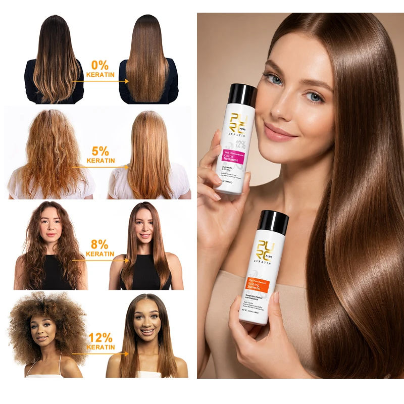 PURC Brazilian Keratin Hair Treatment for Curly Damaged Hair Straightening Smoothing Scalp Treatment Purifying Shampoo Hair Care thumbnail 3