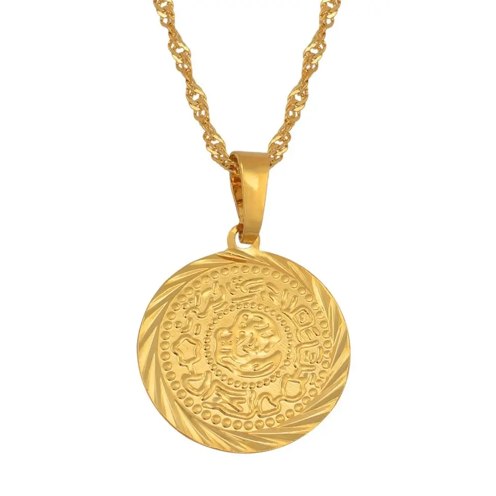 Anniyo 2CM Charm Coin Pendant Necklaces Gold Plated Arab African Money Jewelry Middle Eastern Coin Money Maker #049606 thumbnail 3