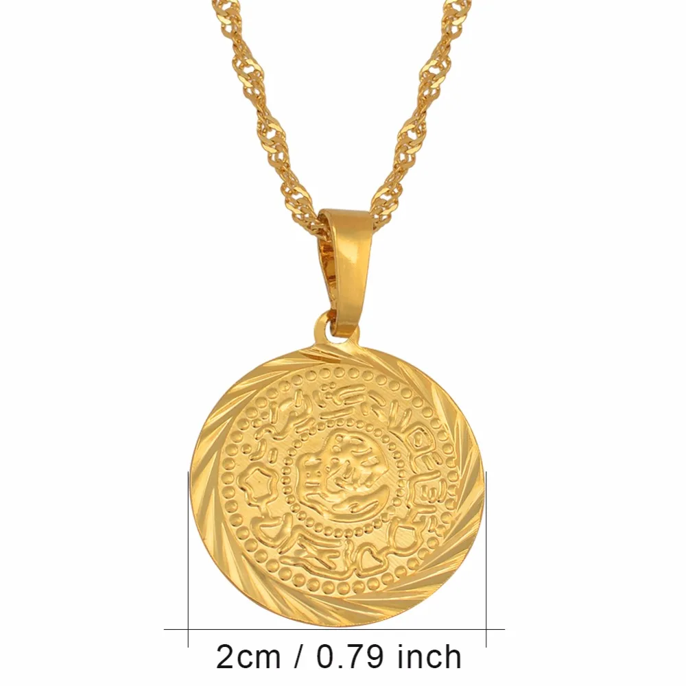 Anniyo 2CM Charm Coin Pendant Necklaces Gold Plated Arab African Money Jewelry Middle Eastern Coin Money Maker #049606 thumbnail 4