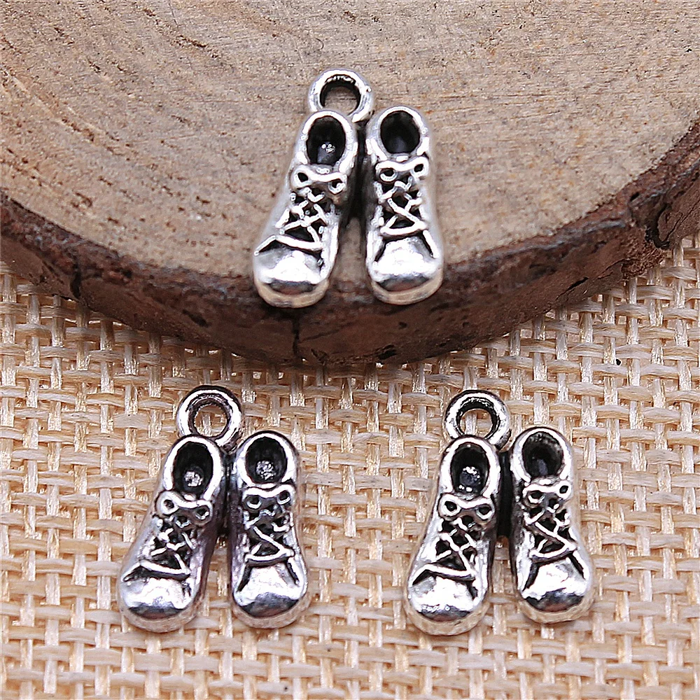 WYSIWYG 10pcs 14x10mm Antique Silver Color Baby Shoe Pendants Baby Shoe Pendants Baby Shoe Charm For Jewelry Making thumbnail 2