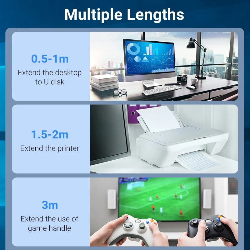 Vention USB 3.0 Extension Cable USB 3.0 2.0 Cable Extender Data Cord for PC Smart TV Xbox One SSD Fast Speed USB Cable Extension thumbnail 5