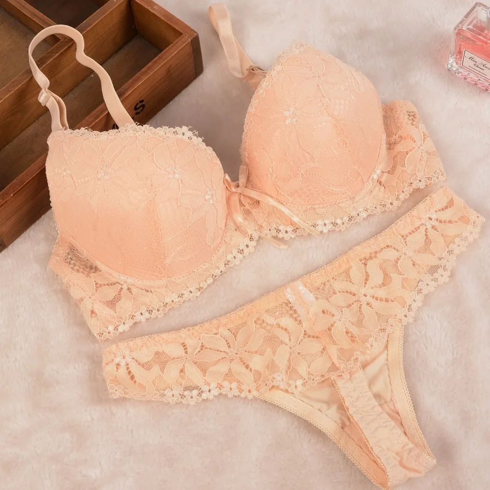 [Cheap]New 2019 Lace Embroidery Bra Set Women Plus Size Push Up Underwear Set Bra and Panty Set 32 34 36 38 ABC Cup For Female thumbnail 5
