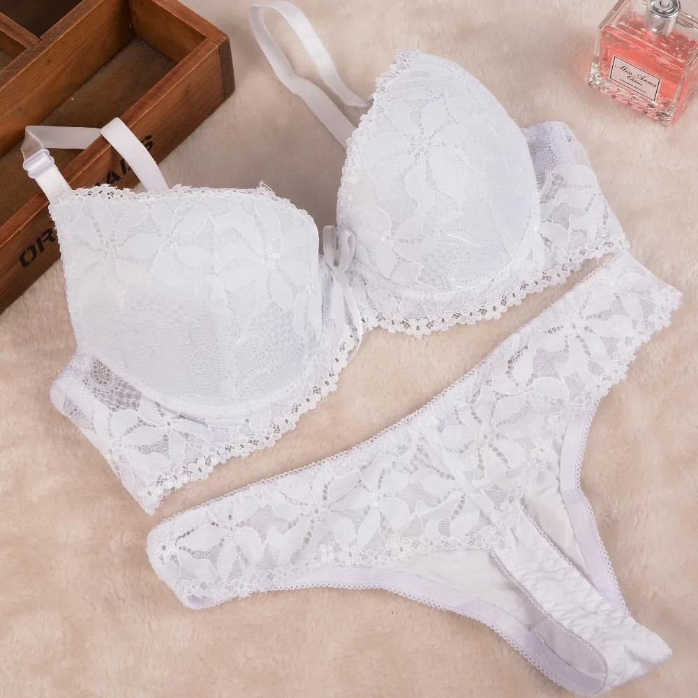 [Cheap]New 2019 Lace Embroidery Bra Set Women Plus Size Push Up Underwear Set Bra and Panty Set 32 34 36 38 ABC Cup For Female thumbnail 6