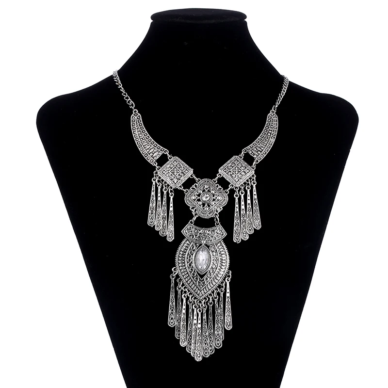 LOVBEAFAS Fashion Bohemian Choker Collar Necklace Vintage Tassel Statement Maxi Long Necklace For Women Collier Femme Jewelry thumbnail 2