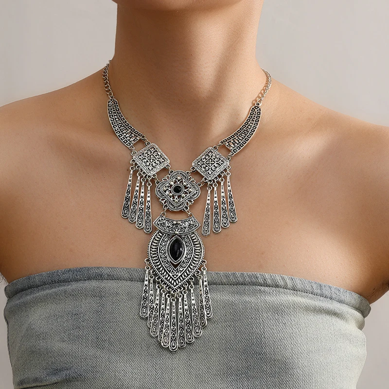 LOVBEAFAS Fashion Bohemian Choker Collar Necklace Vintage Tassel Statement Maxi Long Necklace For Women Collier Femme Jewelry thumbnail 5