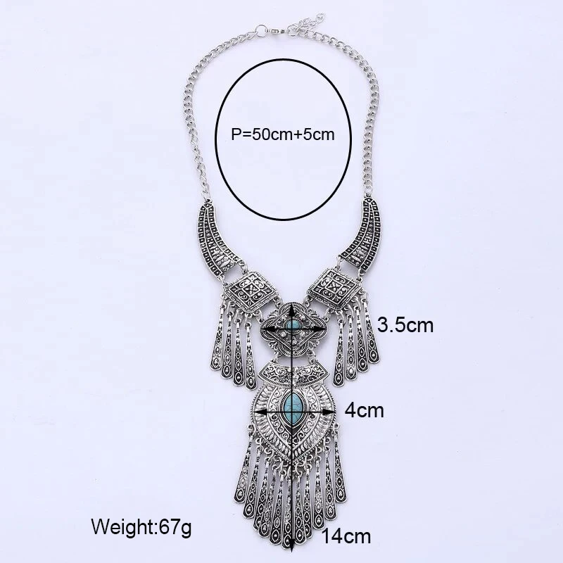 LOVBEAFAS Fashion Bohemian Choker Collar Necklace Vintage Tassel Statement Maxi Long Necklace For Women Collier Femme Jewelry thumbnail 6