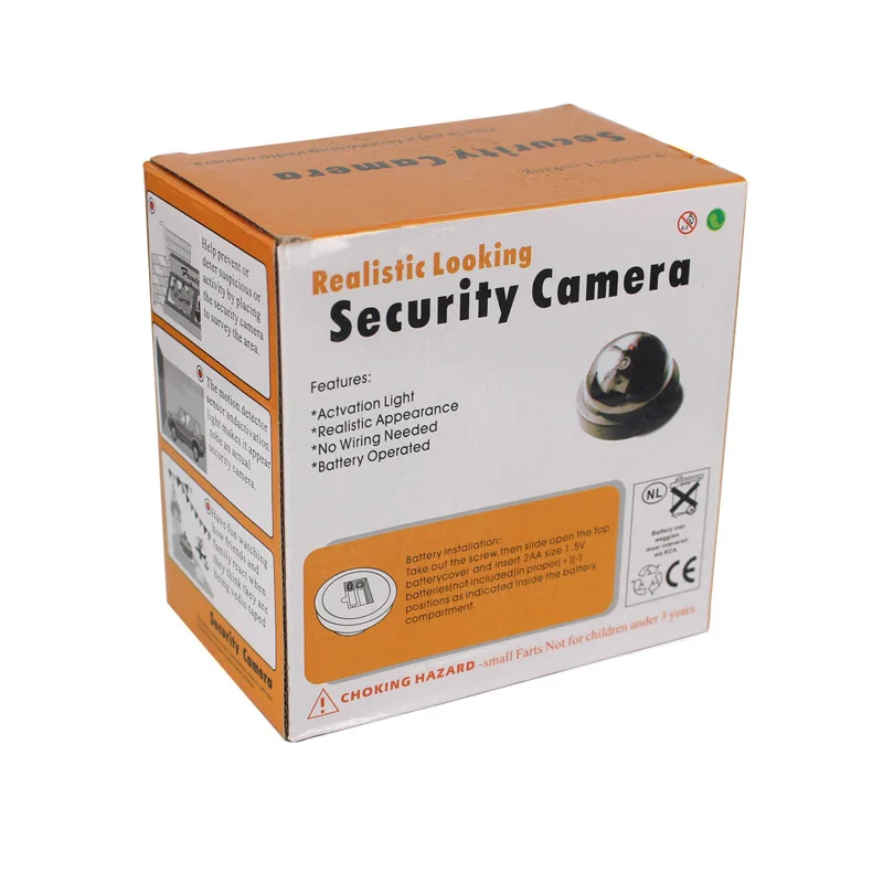 Creative Black Plastic Dome CCTV Dummy Camera Flashing Led Fake Camera Power Via AA Battery Surveillance Security System thumbnail 6
