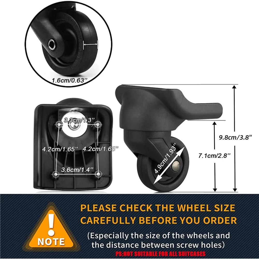 GUGULUZA 1 Pair Replacement Luggage Wheel Repair Suitcase Bag Parts Spinner Wheels Casters for Travel Case Customs Box ST0044 thumbnail 2