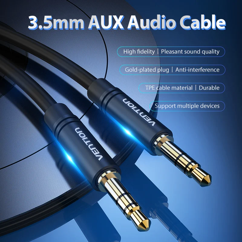 Vention Jack 3.5mm Aux Cable Male to Male 3.5mm Audio Cable Jack for JBL Xiaomi Oneplus Headphones Speaker Cable Car Aux Cord thumbnail 2