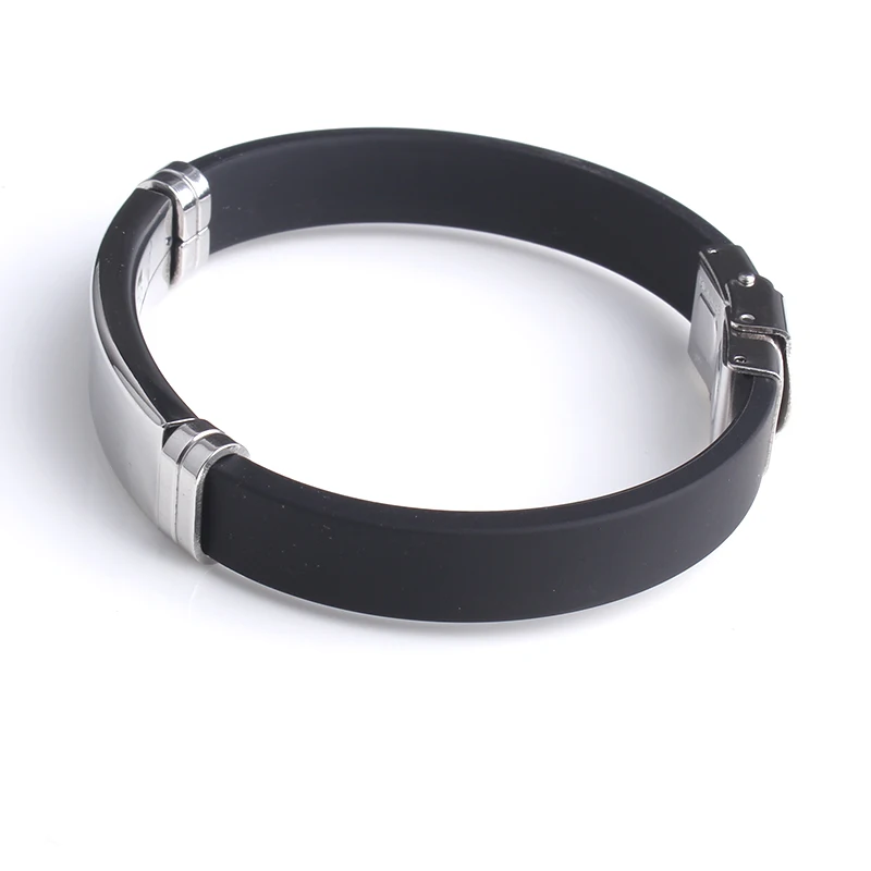 Fashion Engrave Logo Custom Name Bracelet Smooth Silicone Stainless Steel bracelets for men personality jewelry thumbnail 3