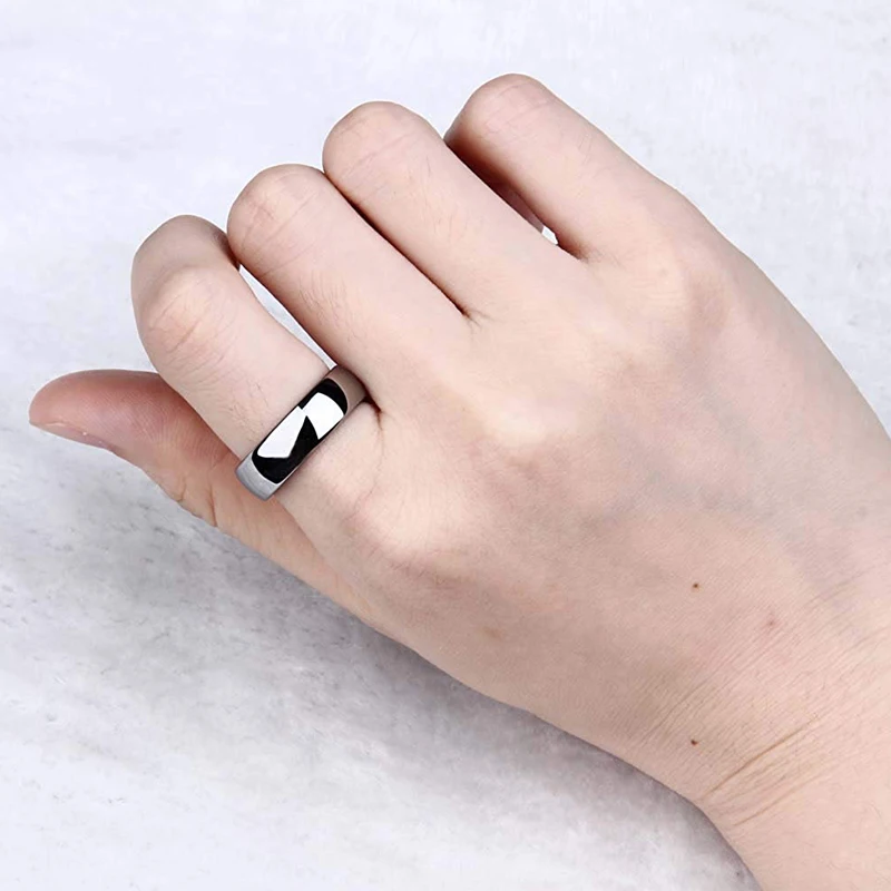 TIGRADE 2/4/6/8mm Mens Wedding Band Polished Women Titanium Simple Engagement Classic Rings Black Silver Color Lady anel 3-15 thumbnail 3