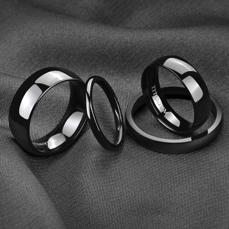 TIGRADE 2/4/6/8mm Mens Wedding Band Polished Women Titanium Simple Engagement Classic Rings Black Silver Color Lady anel 3-15 thumbnail 5