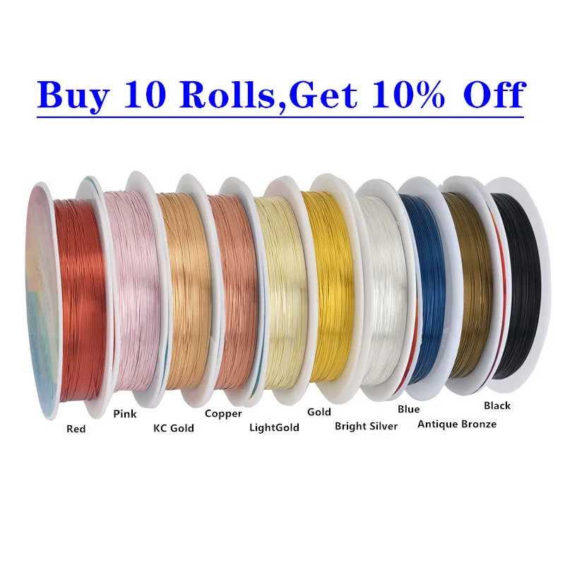 Colorfast Copper Wire For Bracelet Necklace Jewelry DIY Accessories 0.2/0.25/0.3/0.5/0.6/0.7/1.0mm Craft Beading Wire HK018 thumbnail 6