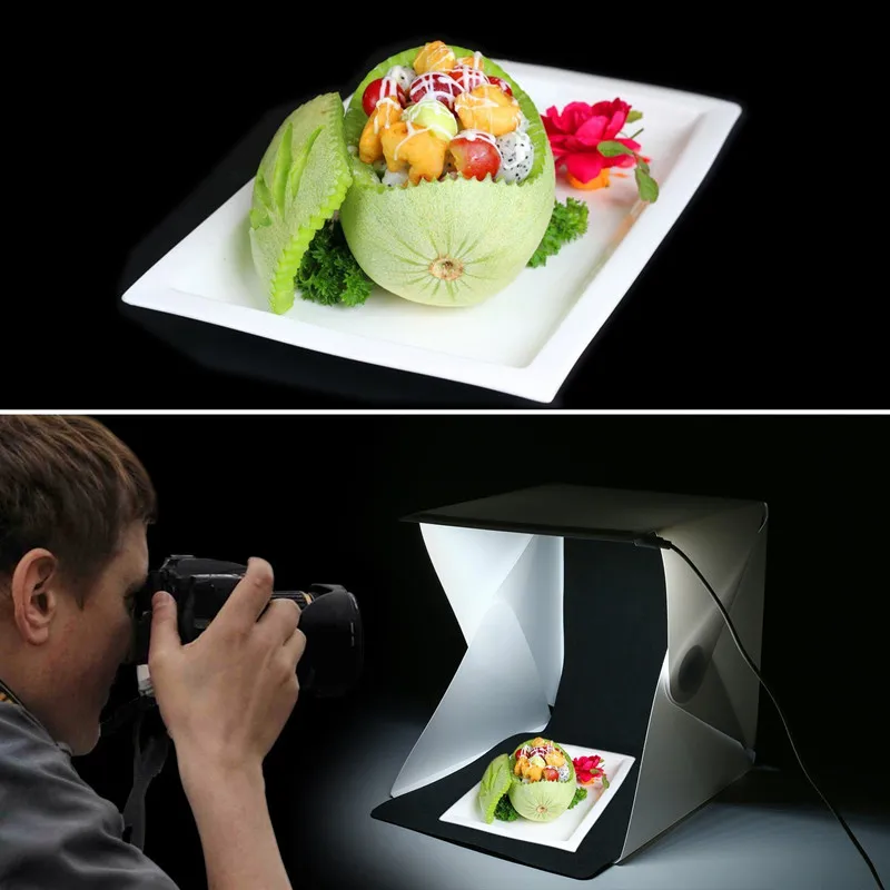 Portable Mini Photo Studio Box Photography Backdrop Built-in LED Light Photo Box fold  Photo Studio  Soft Box thumbnail 6