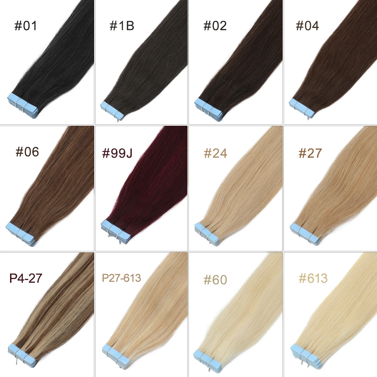 MRSHAIR Tape in Hair Extensions Human Hair Blonde Seamless Tape Hair Extensions 4x0.8cm Skin Weft PU Tape On Hair 20PCS 12"-24" thumbnail 4