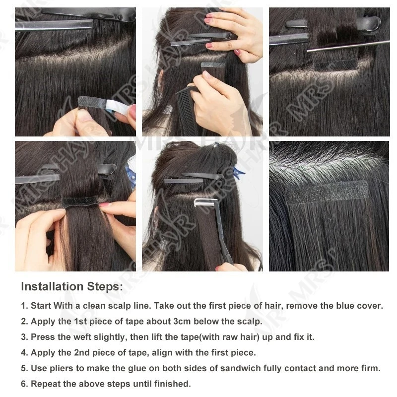 MRSHAIR Tape in Hair Extensions Human Hair Blonde Seamless Tape Hair Extensions 4x0.8cm Skin Weft PU Tape On Hair 20PCS 12"-24" thumbnail 6