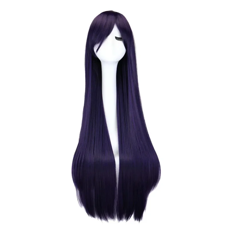 QQXCAIW Long Straight Party Cosplay Black 40" 100 Cm Synthetic Hair Wigs thumbnail 6