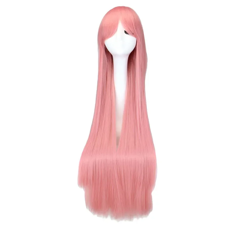 QQXCAIW Long Straight Party Cosplay Black 40" 100 Cm Synthetic Hair Wigs thumbnail 3